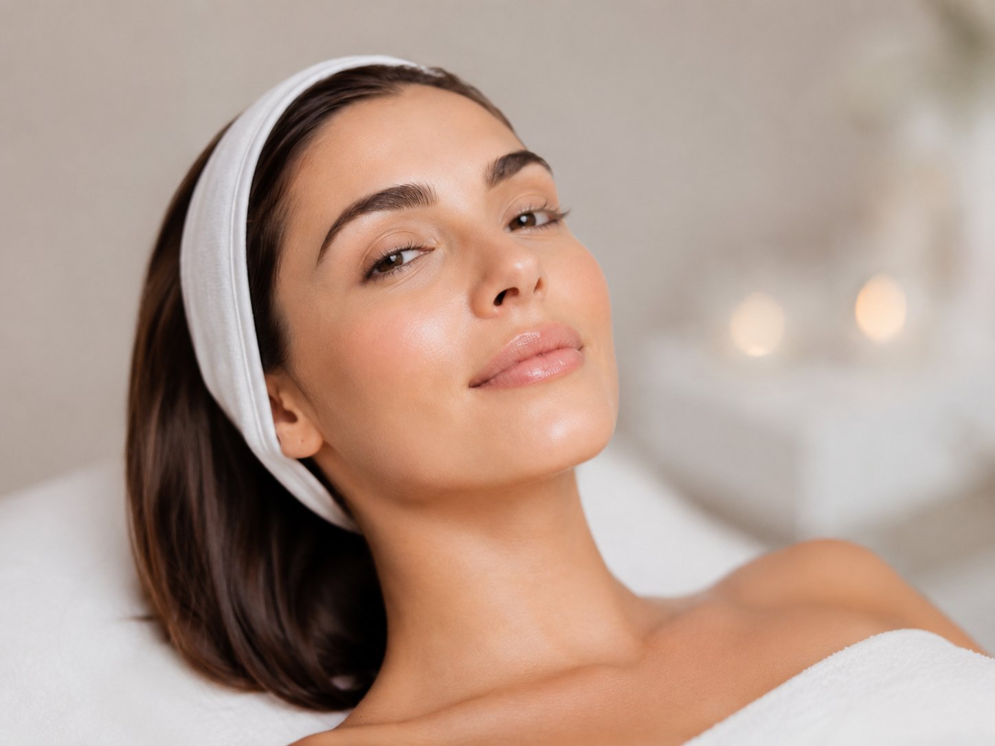 Patient receiving a microdermabrasion treatment with a diamond-tip handpiece
