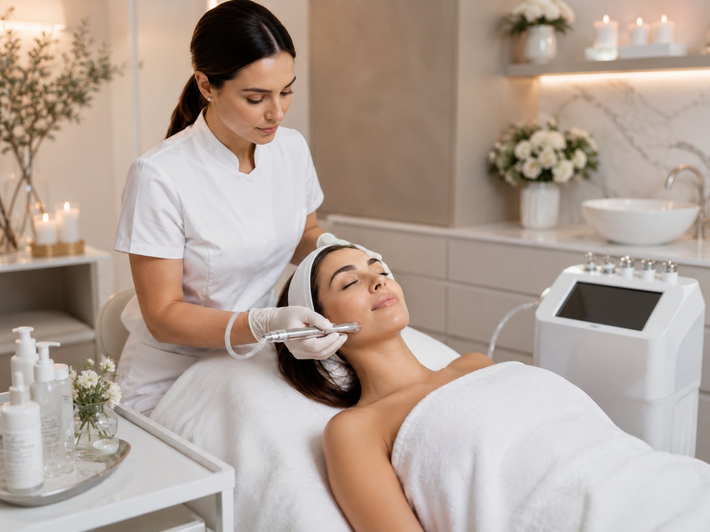 Radiant, refined skin after a clinical microdermabrasion session