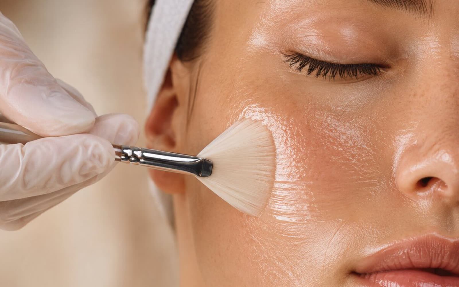A glycolic acid facial being applied